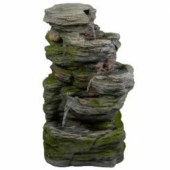 Best reviews of 🤩 Northlight 24.25 in. Gray Lighted 5-Tier Outdoor Garden Water Fountain 👍