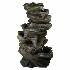 Best Sale 👏 Northlight 42 in. Gray Lighted Rock Outdoor Garden Water Fountain 🤩