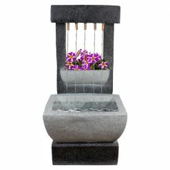 Best deal 🎉 Northlight 26 in. LED Lighted Rainfall Outdoor Water Fountain with Planter 🔔