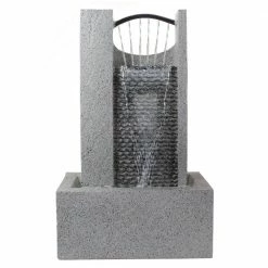 Discount 👍 Northlight 23 in. Gray Modern Style Rainfall Outdoor Water Fountain 🎁