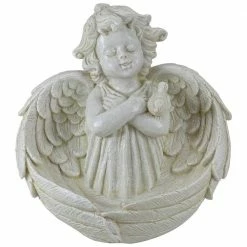 Cheapest ✔️ Northlight 9 in. Cherub Angel Wings Bird Feeder Outdoor Garden Statue 🥰