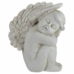 Deals 🧨 Northlight 7.25 in. Ivory Right Facing Sleeping Cherub Angel Outdoor Garden Statue 🎉