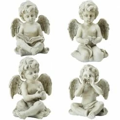 Budget 🎉 Northlight Set of 4 Gray Cherub Angel Outdoor Garden Statues 6.5 in. ❤️