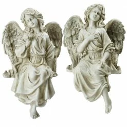 Cheapest 🤩 Northlight 14 in. Gray Set of 2 Decorative Sitting Angel Outdoor Garden Statues 👍