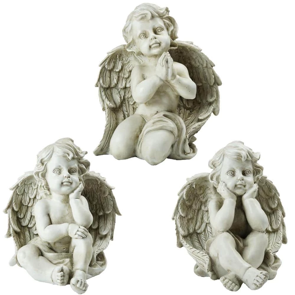 Cheap โ Northlight Set of 3 Gray Sitting Cherub Angel Outdoor Garden Statues 11 in. โค๏ธ
