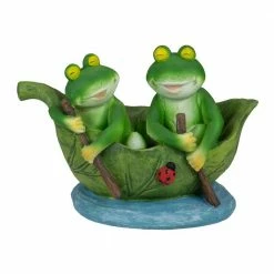Promo 💯 Northlight 10 in. Green Frogs in a Lily Pad Outdoor Garden Statue 🎉
