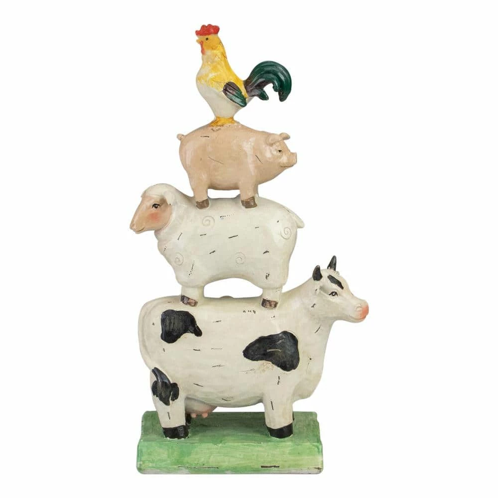 Best Pirce 🌟 Northlight 11.5 in. Stacked Polyresin Farm Animals Outdoor Garden Statue 🥰