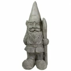 Wholesale 🛒 Northlight 18.5 in. Gray Gardener Gnome With Shovel Outside Garden Statue 🧨