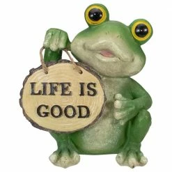 Hot Sale 🛒 Northlight 9 in. Green Life is Good Frog Outdoor Garden Statue ❤️