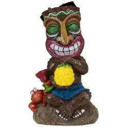 Flash Sale ⌛ Northlight 13.75 in. Solar Lighted Polynesian Outdoor Garden Smiling Tiki Statue 🎁