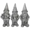 New 🎉 Northlight 15.75 in. Gray Gardening Garden Gnomes Outdoor Statues (Set of 3) 👏
