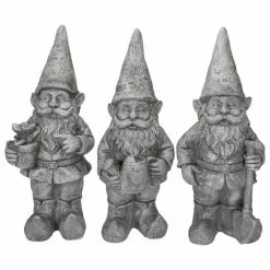 New 🎉 Northlight 15.75 in. Gray Gardening Garden Gnomes Outdoor Statues (Set of 3) 👏