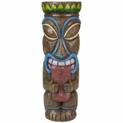 Outlet 🎁 Northlight 16 in. Solar Lighted Polynesian Outdoor Garden Tongue Out Tiki Statue 🧨