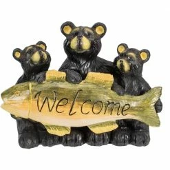 Best Sale 😀 Northlight 10 in. Bear Family Trio Welcome Sign Outdoor Garden Statue 👏
