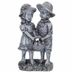 Hot Sale 🥰 Northlight 13 in. Boy and Girl Apple Picking Outdoor Garden Statue 🎁