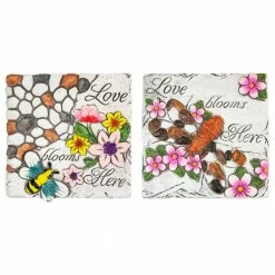 Budget 🥰 Northlight 7 in. Love Blooms Here Floral Outdoor Garden Stones (Set of 2) 🎉