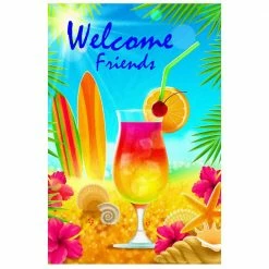 Hot Sale 💯 Northlight 2.3 ft. x 3.3 ft. Polyester Hello ☀️ Summer Tropical Beach Outdoor House Flag ❤️