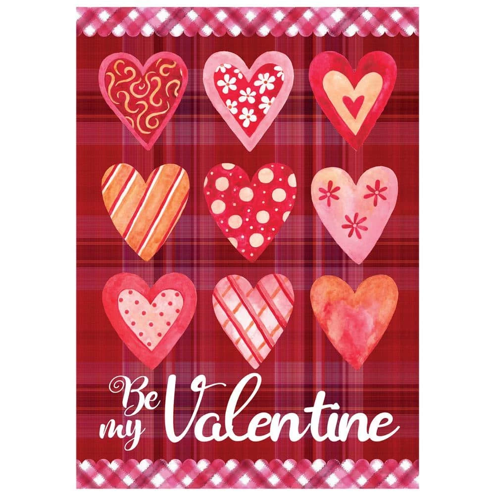 Wholesale 🎁 Northlight 2.3 ft. x 3.3 ft. Polyester Be My Valentine Plaid and Heart Outdoor House Flag 💯