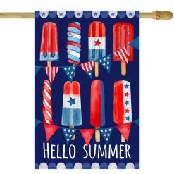 Deals 🎉 Northlight 2.3 ft. x 3.3 ft. Polyester Hello ☀️ Summer Patriotic Americana Popsicle Garden Flag 🛒
