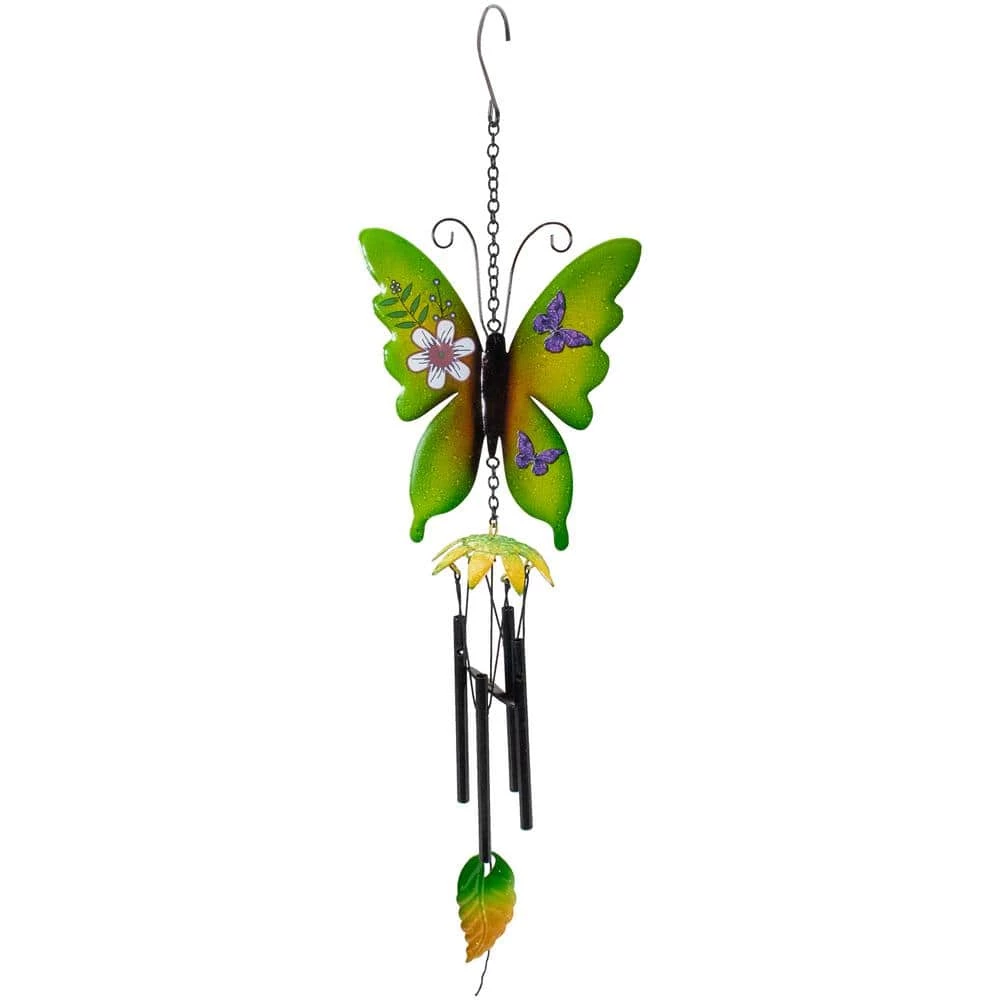 Buy 😀 Northlight 15.75 in. Green Metal Butterfly Outdoor Garden Windchime 🎉
