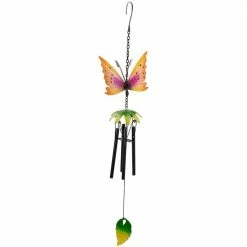 Promo ⭐ Northlight 19 in. Orange Metal Butterfly Outdoor Garden Windchime ❤️