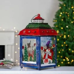 Promo ⌛ Northlight 15 in. Red Green and Blue Snowman 🎅 Christmas Candle Lantern ❤️